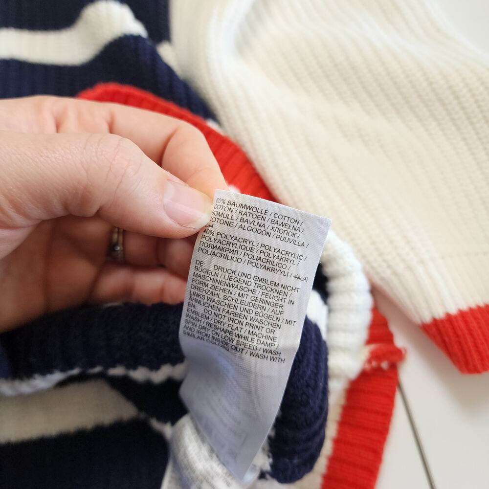 Ulla Popken Womens Sweater Plus Size 24/26 Blue White Nautical Striped Heart - Picture 11 of 13
